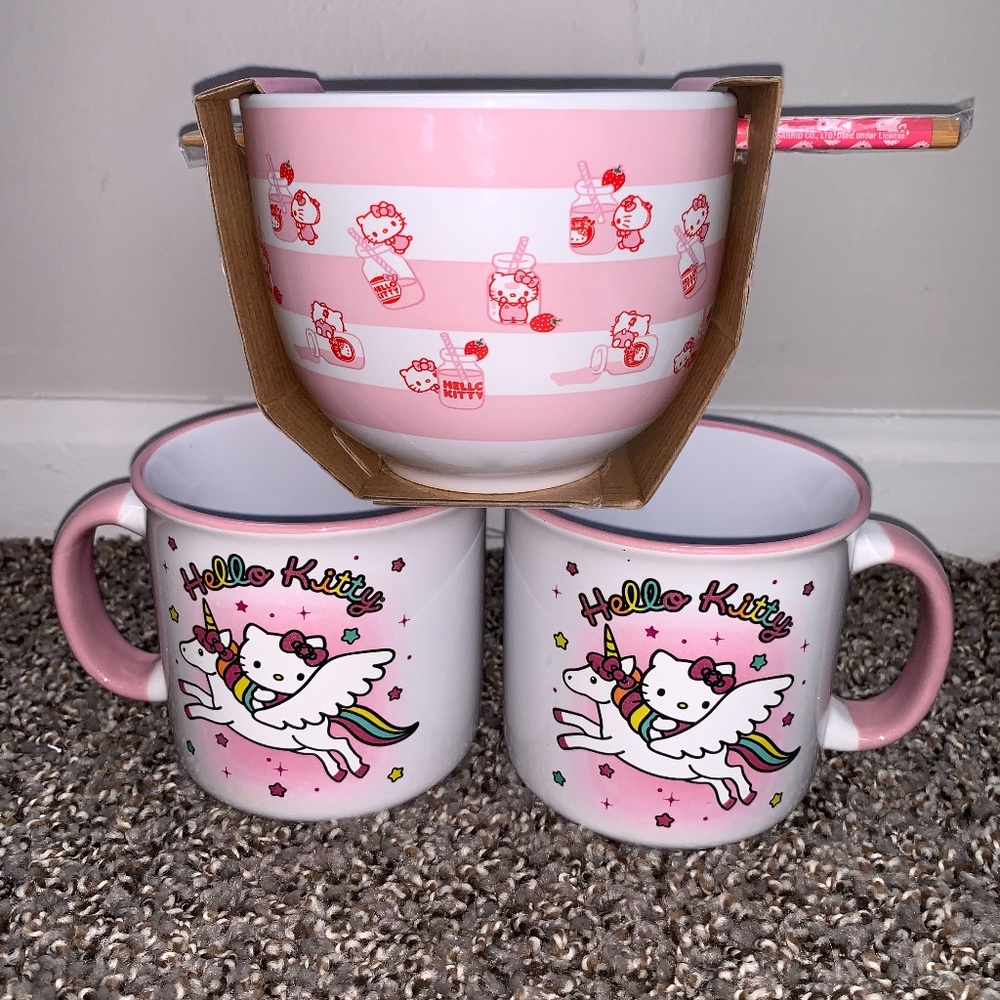 Pink Hello Kitty Ceramic Bowl & Mug set